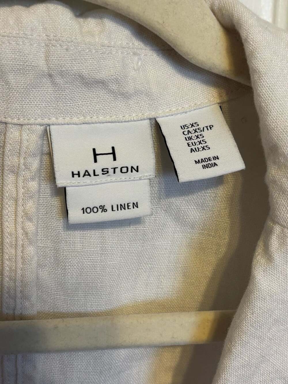 Halston White Linen Blazer Jacket Size XS 100% Linen Button Up Sleeve Cuffs